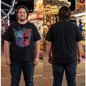 Transformers Autobots Decepticons Split Logo Shirt Men's 6XL 66 Chest Black Tee